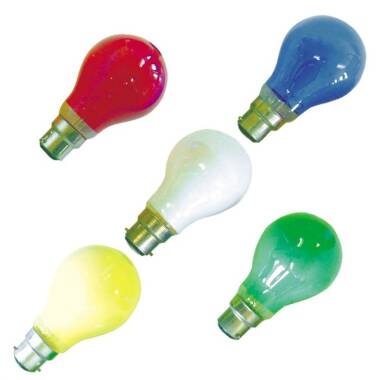 25W Colour GLS Bulbs Bayonet Cap Pack of 10