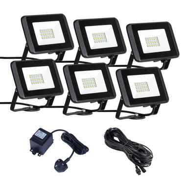 EasyFit 12V Garden Lights Oak LED Floodlight Kit 6 Lights