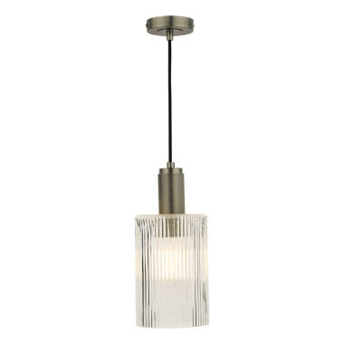 Dar Nikolas Ribbed Glass Ceiling Pendant Light