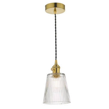 Dar Hadano Ribbed Glass Ceiling Pendant Light