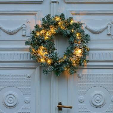 Sirius Anton Snowy Battery Operated LED Outdoor Christmas Wreath