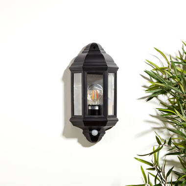 Edit Coastal Newquay Half Lantern Outdoor Wall Light with Dusk to Dawn Sensor
