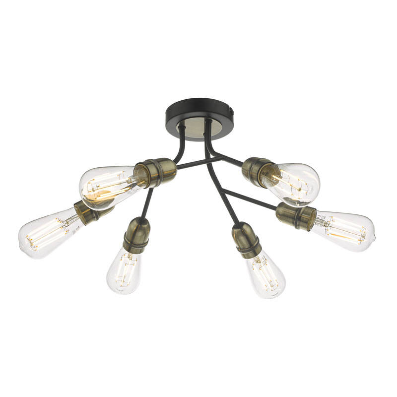 Image of Dar Remy 6 Arm Semi-Flush Ceiling Light