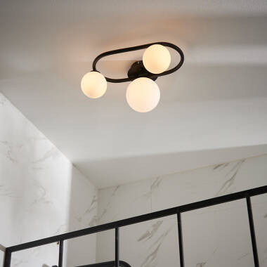 Image of Endon Pulsa 3 Light Circle Semi-Flush Ceiling Light