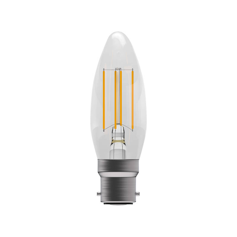 Image of 3.3W Warm White Dimmable LED Decorative Filament Candle Bulb Bayonet Cap Pack of 5