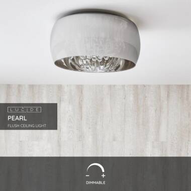 Image of Lucide Pearl 6 Light Glass Flush Ceiling Light