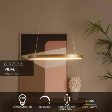 Image of Lucide Vidal 48W LED Single Pendant