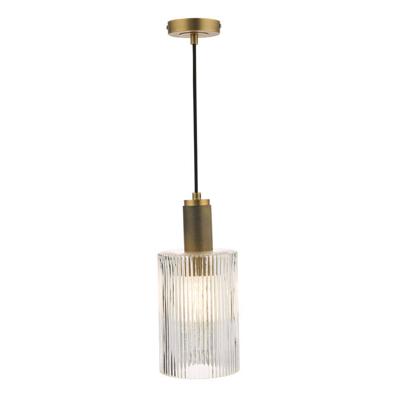 Image of Dar Nikolas Ribbed Glass Ceiling Pendant Light