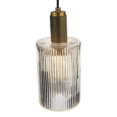 Image of Dar Nikolas Ribbed Glass Ceiling Pendant Light
