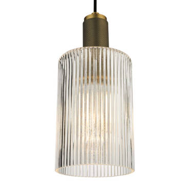 Image of Dar Nikolas Ribbed Glass Ceiling Pendant Light