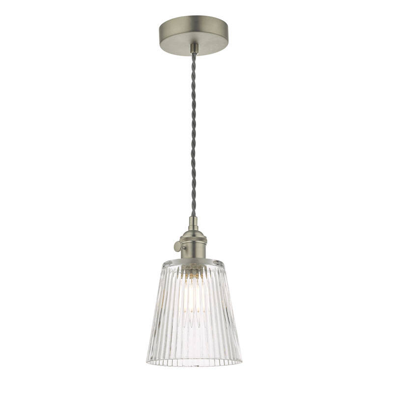 Image of Dar Hadano Ribbed Glass Ceiling Pendant Light