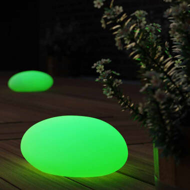 Image of Suri Shimmer Pebble Solar Colour Changing LED Outdoor Feature Light with Remote Control