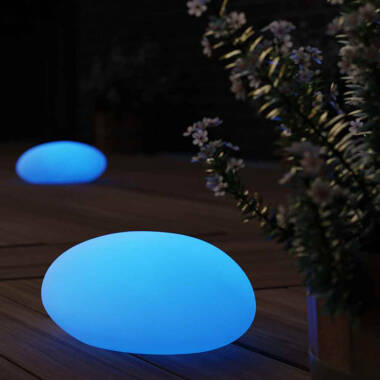Image of Suri Shimmer Pebble Solar Colour Changing LED Outdoor Feature Light with Remote Control