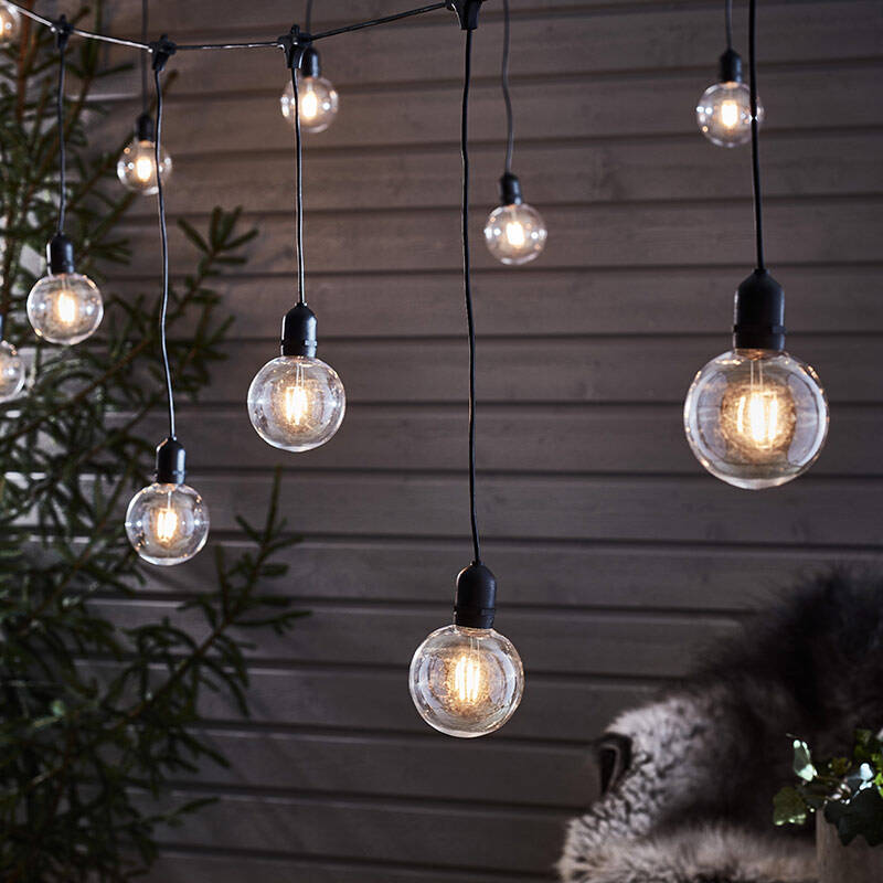Image of Garden 24 Deco Connectable Hanging LED Golf Ball Festoon Lights 10 Lights Starter Set