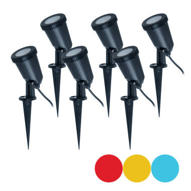 Image of EasyFit Remote 12V Garden Lights Ash Colour Changing LED Spotlight Kit 6 Lights