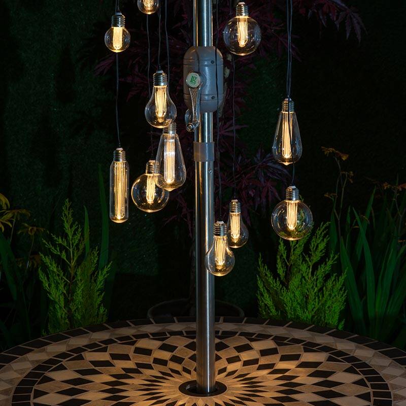 Image of Filament Battery Operated LED Festoon Spiral Chandelier - 15 Lights