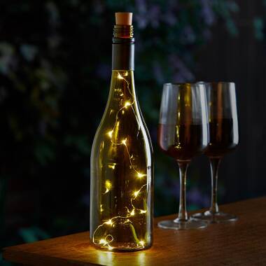 Image of Bottle Cork Battery Operated LED Micro Silver Wire Fairy Lights - Set of 3