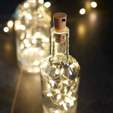 Image of Bottle Cork Battery Operated LED Micro Silver Wire Fairy Lights - Set of 3