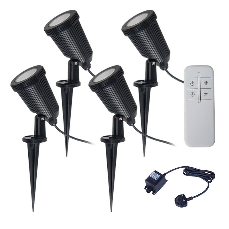 Image of EasyFit Remote 12V Garden Lights Ash LED Spotlight Kit 4 Lights