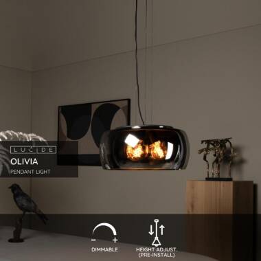Image of Lucide Olivia Glass Ceiling Pendant Light
