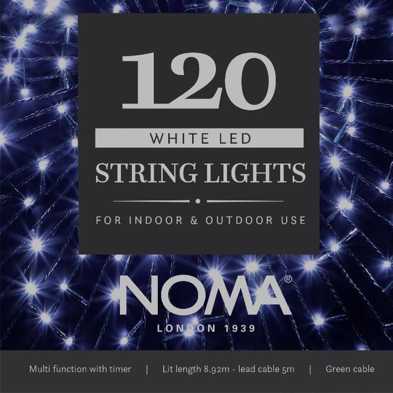 Image of Edit 8.92M Ice Blue LED Multi-Function String Lights - Green Cable - 120 Lights