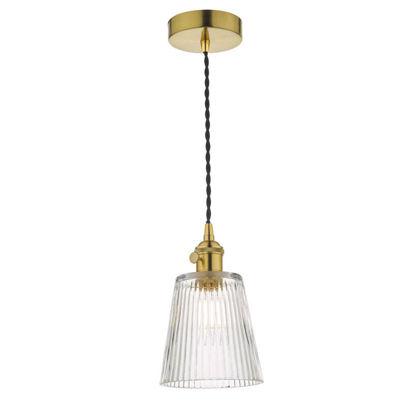 Image of Dar Hadano Ribbed Glass Ceiling Pendant Light