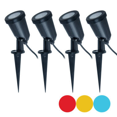 Image of EasyFit Remote 12V Garden Lights Ash Colour Changing LED Spotlight Kit 4 Lights