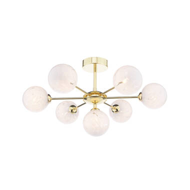 Image of Dar Cohen 7 Arm Semi-Flush Ceiling Light With Smoked Glass
