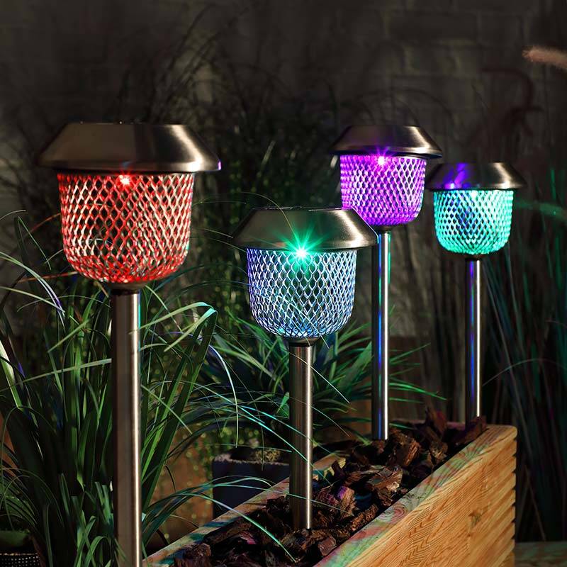 Image of 365 Mesh Solar Colour Changing LED Stake Lights - Pack of 4