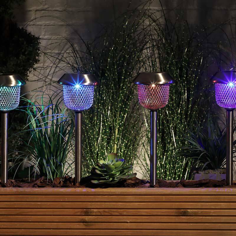 Image of 365 Mesh Solar Colour Changing LED Stake Lights - Pack of 4