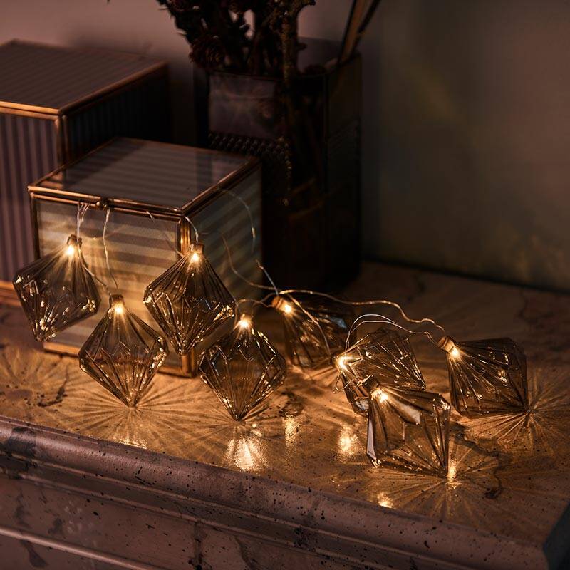 Image of Sirius Nellie Glass Battery Operated LED String Lights - 8 Lights