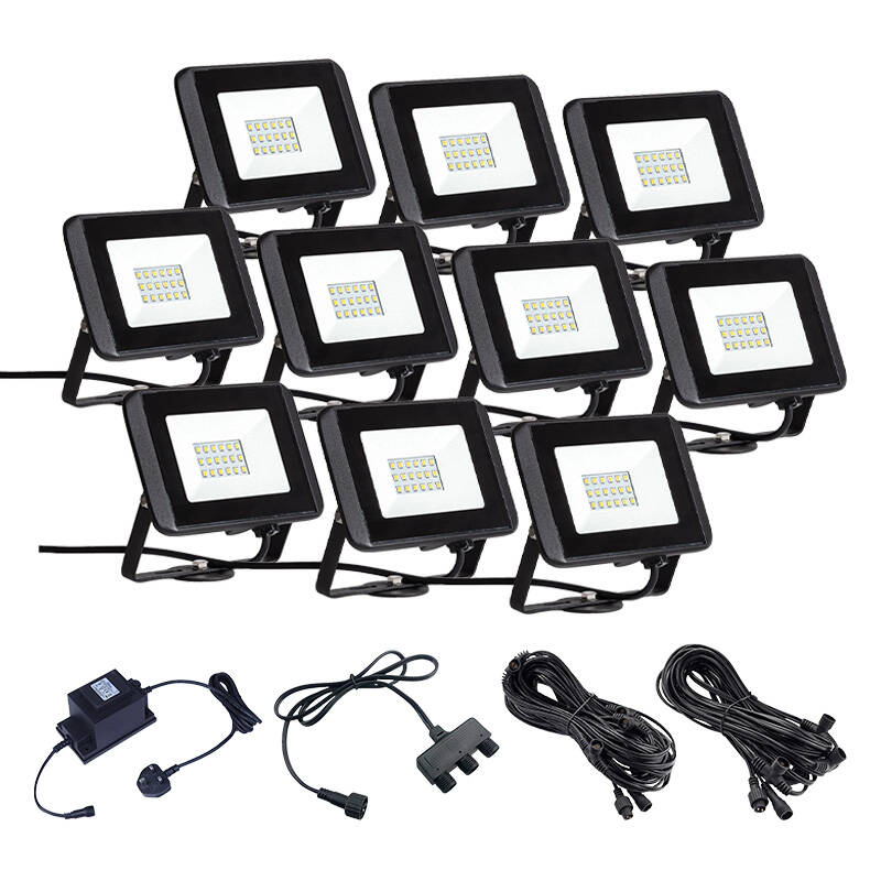 Image of EasyFit 12V Garden Lights Oak LED Floodlight Kit 10 Lights
