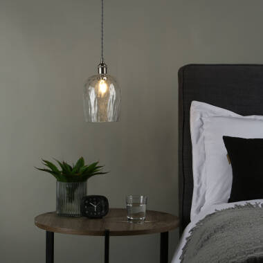 Image of Dar Hadano Dimpled Glass Ceiling Pendant Light