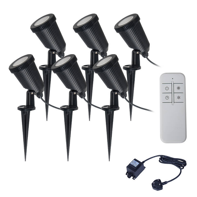 Image of EasyFit Remote 12V Garden Lights Ash LED Spotlight Kit 6 Lights