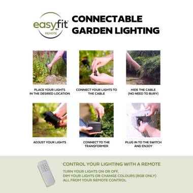 Image of EasyFit Remote 12V Garden Lights Ash LED Spotlight Kit 6 Lights