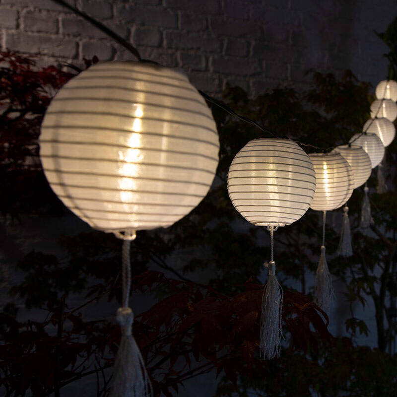 Image of 1.8M Chinese Lantern Solar LED String Lights - 8 Lights