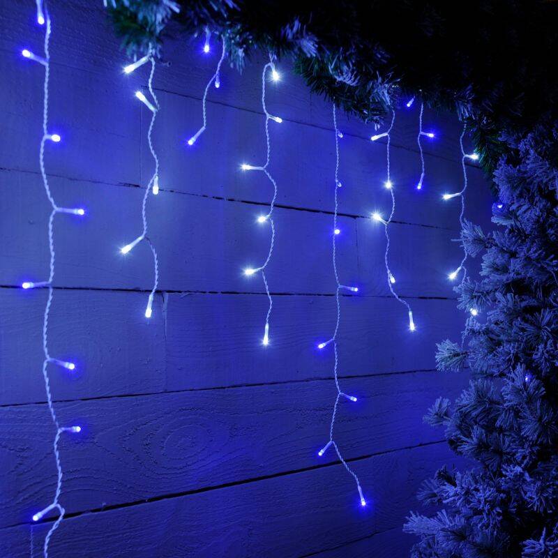 Image of Festive 17.8M Blue & White LED Snowing Icicle String Lights