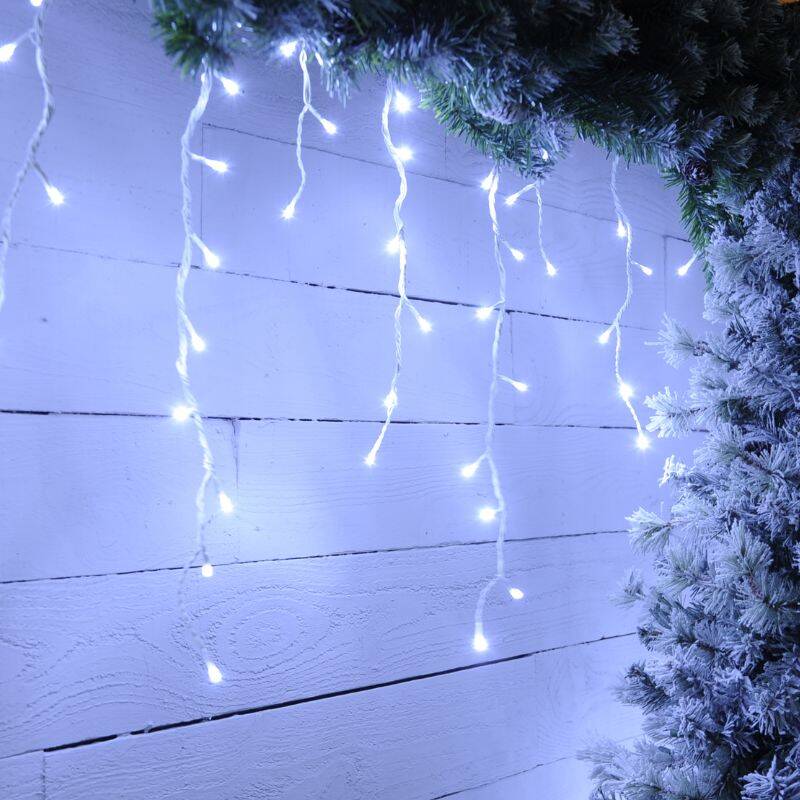 Image of Festive 17.8M Blue & White LED Snowing Icicle String Lights