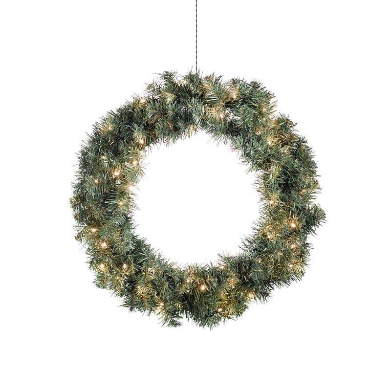 Image of Konstsmide Christmas 60cm Amber LED Spruce Wreath Decoration