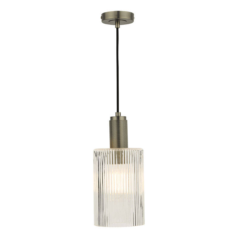 Image of Dar Nikolas Ribbed Glass Ceiling Pendant Light