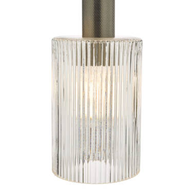 Image of Dar Nikolas Ribbed Glass Ceiling Pendant Light