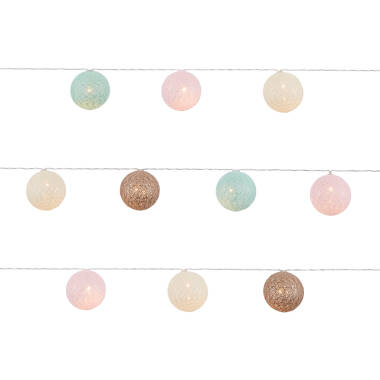 Image of Glow Pom Pom Battery Operated LED String Lights - 20 Lights