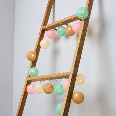 Image of Glow Pom Pom Battery Operated LED String Lights - 20 Lights