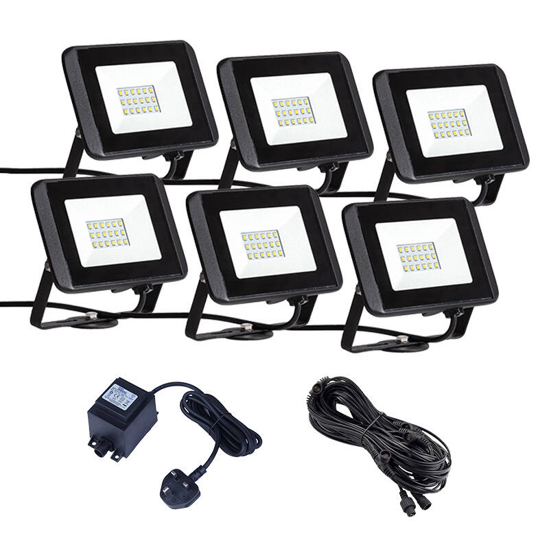 Image of EasyFit 12V Garden Lights Oak LED Floodlight Kit 6 Lights