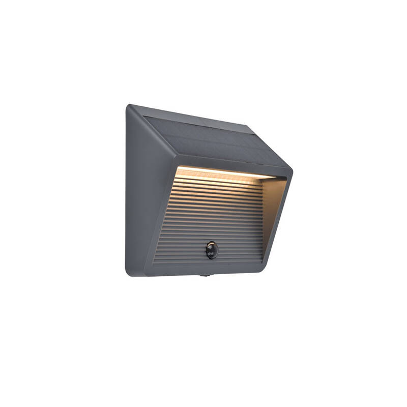 Image of Lutec Linko Solar LED Outdoor Flush Wall Light with PIR Sensor