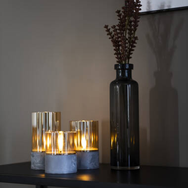 Image of Konstsmide Battery Operated LED Smoked Glass Candle Lights - Set of 3