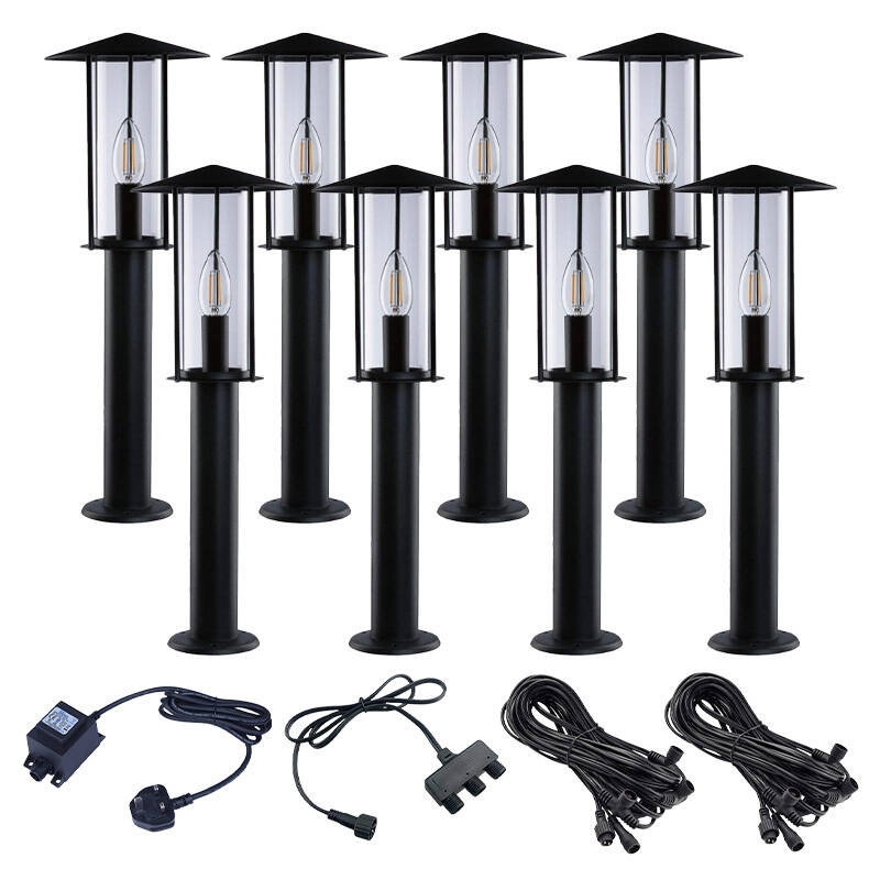 Image of EasyFit 12V Garden Lights Elm LED Post Light Kit 8 Lights