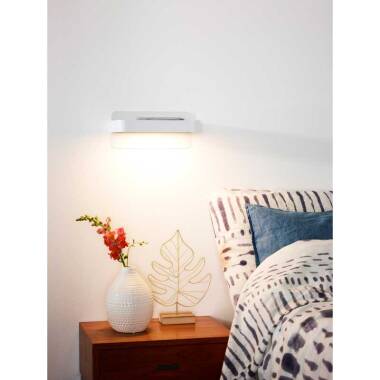 Image of Lucide Atkin LED Wall Light with Shelf and USB Charging Port