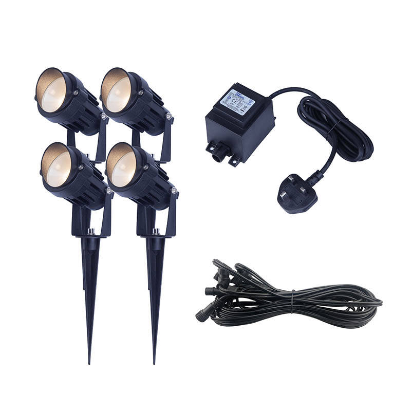 Image of EasyFit 12v Garden Lights Palm 6W LED Garden Spotlight Kit 4 Lights