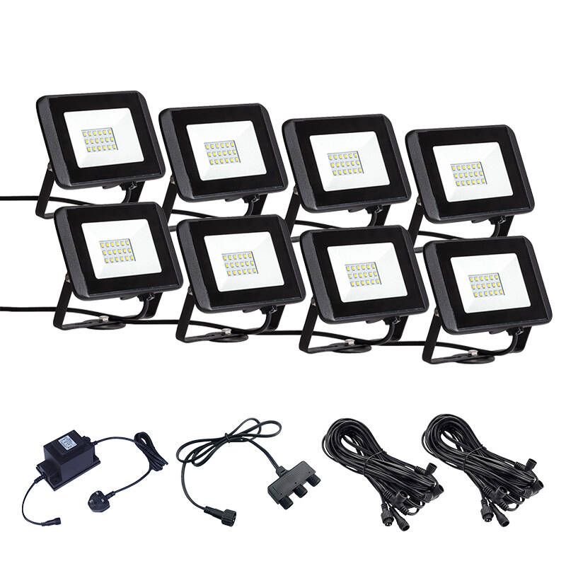 Image of EasyFit 12V Garden Lights Oak LED Floodlight Kit 8 Lights